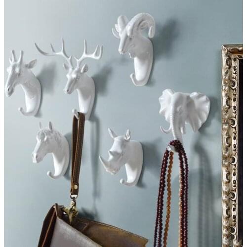 Home Wall Decoration Coat Hat Hook Rack Holder Creative Animal Shaped Deer Elephant Giraffe Horse Wall Hanger Room Decor