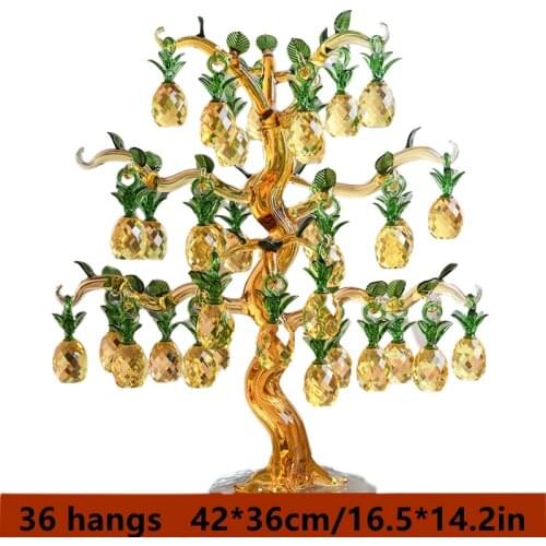 Crystal Glass Pineapple Tree Lucky Feng Shui Wheel Wine Cabinet Bookshelf Decoration Ornaments Opening Wedding Gift Crafts