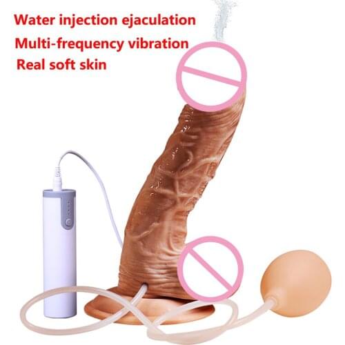 JIUAI Sexy Dildo Simulation Ejaculation, Female Masturbator, Penis Vibrator, Realistic Big Cock With Sucker, Female Masturbation