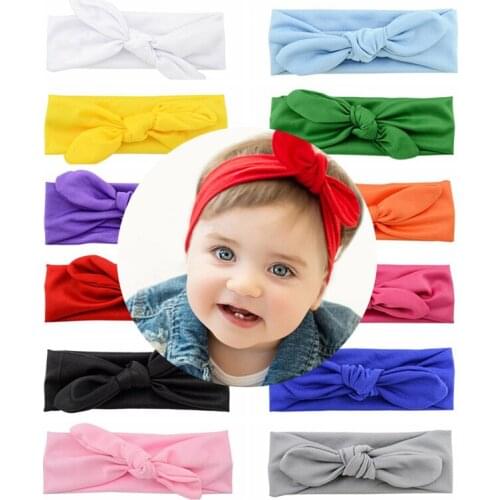 20pcs/Lot New Fashion Kids Headband Solid Color Turban Twist Knitted Cotton Hairband Hair Accessories Twisted Knotted Headwrap