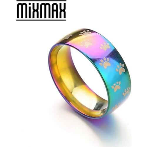 Wholesale Bulk Lots 100pcs Multicolor Dog Claw Paw Print Mens Womens Stainless Steel Jewelry Rings Brand New