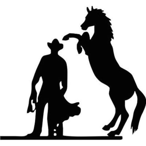 16.2cm*14.9cm Horse And Cowboy Fashion Vinyl Decal Black/Silver Car Sticker Car-styling S6-2869