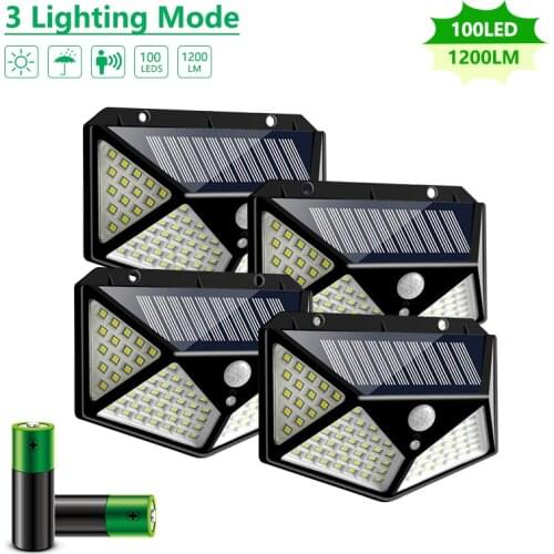 114/110 LED Solar Light PIR Motion Sensor Wall Light Lamp Outdoor Waterproof Solar Powered Street Light For Garden Decoration