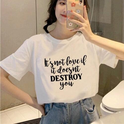 New T-shirt Female Letter Printed tshirt Harajuku 90s Short Sleeve Fun Ulzzang T-Shirt Lady Casual Tops