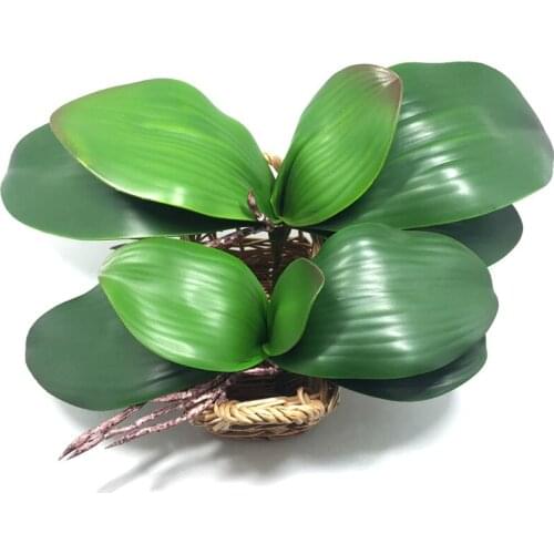 2017 new Artificial flower Orchid leaveshigh quality PU gluing texture leaves DIY potted flower arrangements