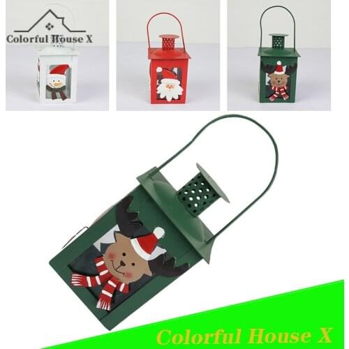 2022 New Christmas Decoration Ornaments Old Man Elk Snowman Windproof Candlestick Christmas Supplies Candle Platform Iron Art