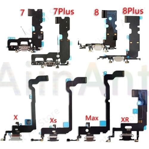 AiinAnt Original USB Port Charger Dock Connector Mic Charging Flex Cable For iPhone 7 8 Plus Xs Max X XR Dock Charging Flex