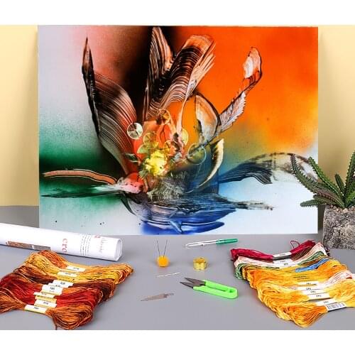 Landscape Flying Lemon Printed 11CT Cross-Stitch DIY Embroidery Full Kit DMC Threads Sewing Craft Painting Handmade Mulina