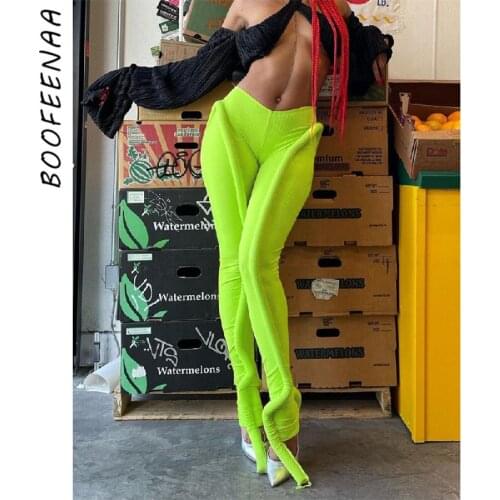 BOOFEENAA Sexy 3D Decoration Ribbed Knit Pants Trendy Clothes for Women Streetwear Festival Outfit Sportswear Leggings C82-DZ41