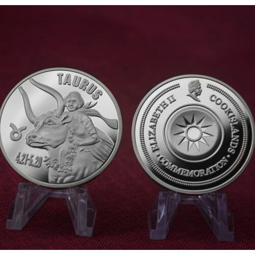 Silver Plated Taurus signs of the zodiac medal coin Holiday & Business gifts