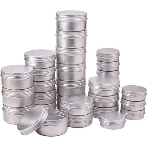 50pcs/lot 5g 10g 15g 20g 30g 40g 50g 60g Aluminum Jars Empty Cosmetic Makeup Cream Lip Balm Gloss Metal Aluminum Tin Containers