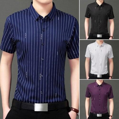 Plus Size Men Dress Shirts Short Sleeve Lapel shirts for men Single-breasted Business Shirts chemise homme camisas para hombre