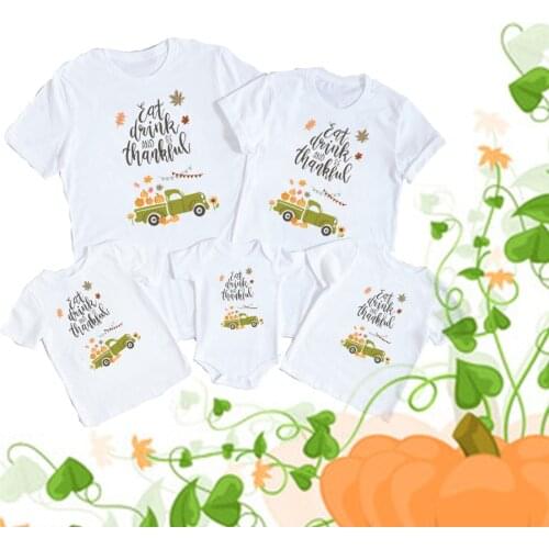 Thanksgiving Family Look Shirt Mommy and Me T-shirt dad baby girl Tops Father Mother Daughter Son matching family outfits