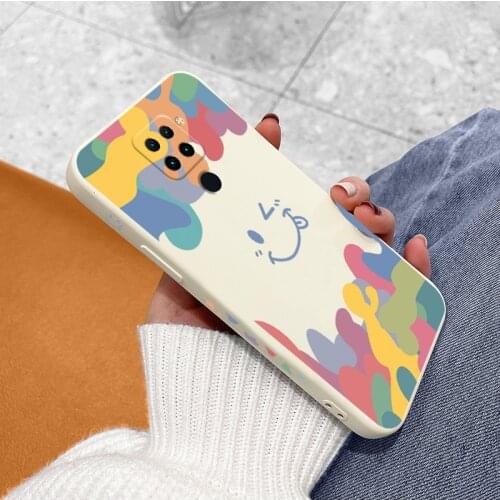 Smiley Silicone Soft Case For Xiaomi Redmi Note 10 10S 9T 9 8 7 Pro MAX Redmi 9 9A 9T K40 K30 K20 Pro Shockproof Phone Cover