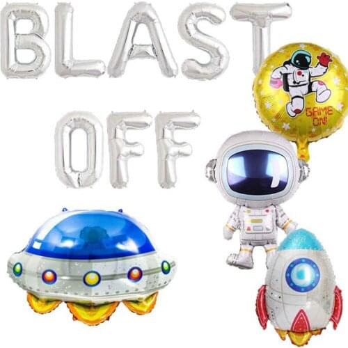 Blast Off Balloons, Outer Space Birthday Party Decorations, Galaxy Astronaut Space Man Robot UFO Back to the Moon Theme Boys