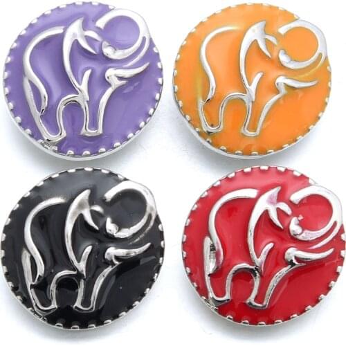10pcs/lot Fashion Snap Jewelry Buttons Elephant Painting Snap Buttons Fit 18mm Snap Bracelets Women Alloy Button DIY Jewelry