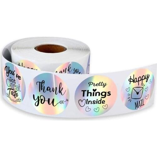 100-500pc Rainbow Silver Thank You Stickers Label Thank You for your order Adhestive Gift packaging Sealing Shipping Mail Labels