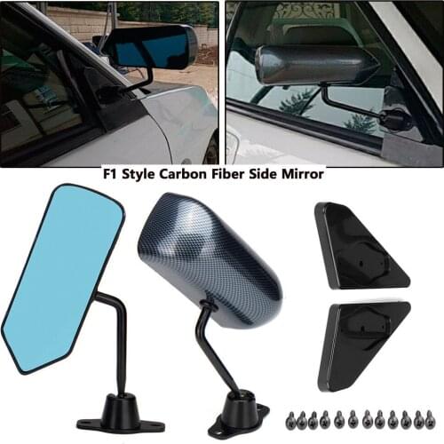 2pcs F1 Style Car Side Rearview Mirror Side Mirror Racing Drift Carbon Fiber Colo Blue Mirror Metal Bracket