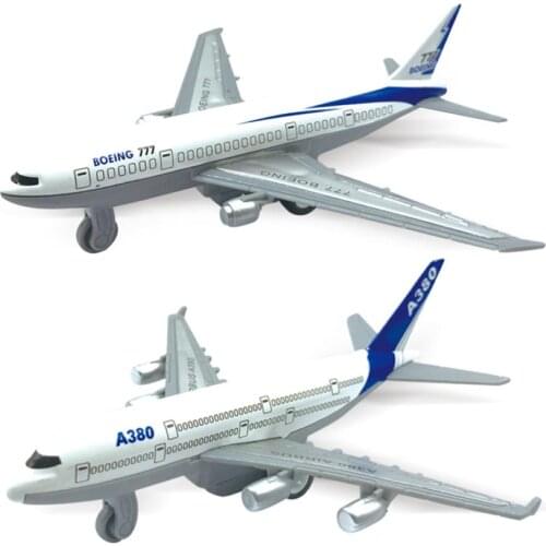 2Pcs Mini Simulation 777 A380 Pull Back Aircraft Airplane Model Collectible Toy