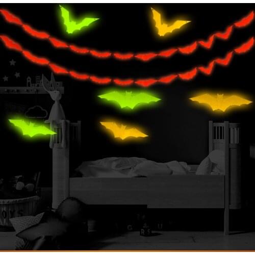 3D Luminous Bat Wall Stickers Flag Diy Room Decor Wallstickers Glow In The Dark Art Halloween Festival Party Decoration