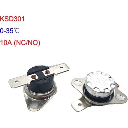 5PCS KSD301 10A Temperature Control Switch 0~35 Degree Celsius Normally Open/Normally Closed Thermal Switch