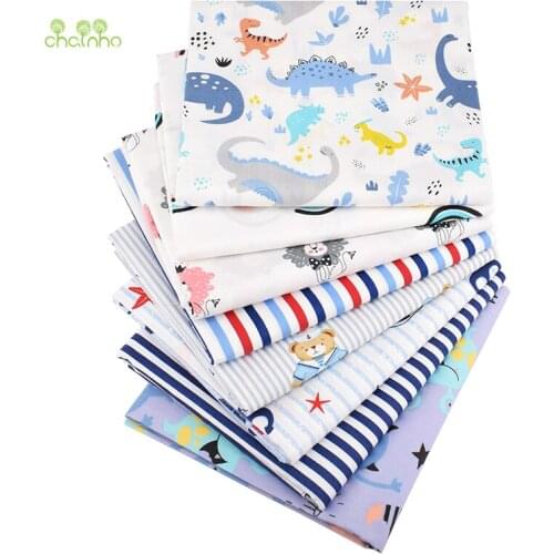 8pcs/Lot,Printed Twill Cotton Fabric,Patchwork Clothes For DIY Quilting Sewing Baby&Childrens Material,Its Blue Cartoon Series