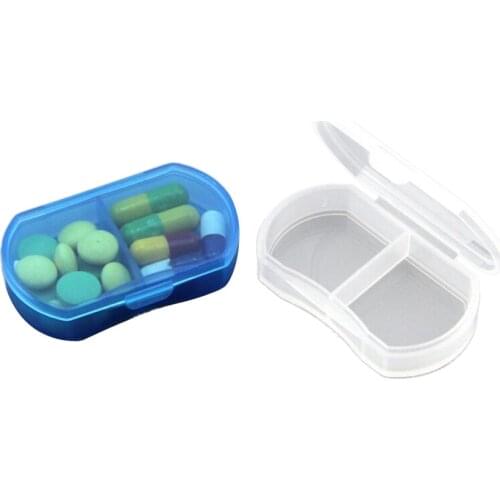 Health Care Pill Box Mini Cute 7 Day Tablet Sorter Box 2 Grids Medicine Weekly Pill Container Case Refillable Bottles Random 1pc