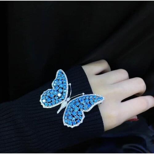 925 sterling silver with cubic zircon butterfly brooch & pendant double use fine women jewelry free shipping