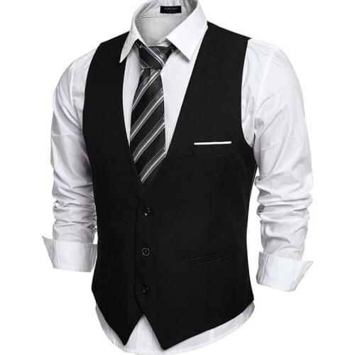 Black Casual Men Waistcoat for Wedding Single Breasted One piece Suit Vest V-Neck Custom Man Fashion Waist Coat Europen Size