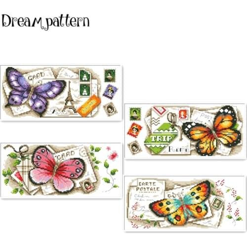 Butterfly postcard cross stitch package cartoon animal 18ct 14ct 11ct cloth cotton thread embroidery DIY handmade needlework