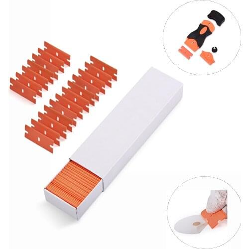 FOSHIO 100pcs Plastic Razor Blades Glue Sticker Remover Carbon Fiber Wrapping Auto Car Vinyl Wrap Scraper Window Tint Squeegee