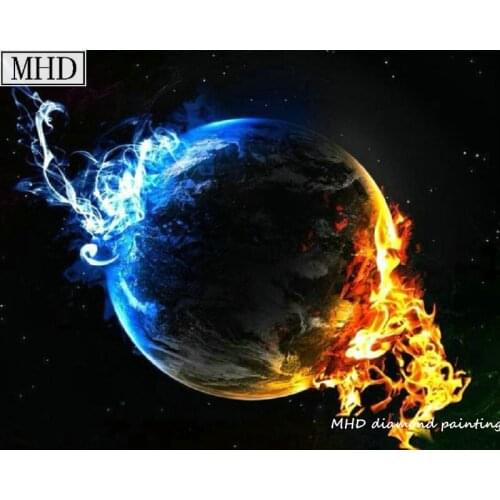 MHD New Arrival 5D DIY Diamond Painting "Ice and Fire View" for Home Decor Artwork for 3D Diamond Embroidery Mosaic Kit 50x60cm