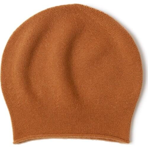 SHUCHAN 100% Cashmere Skullies & Beanies Winter Outdoor Keep Warm Solid Adult Designer Bonnet Winter Accessories