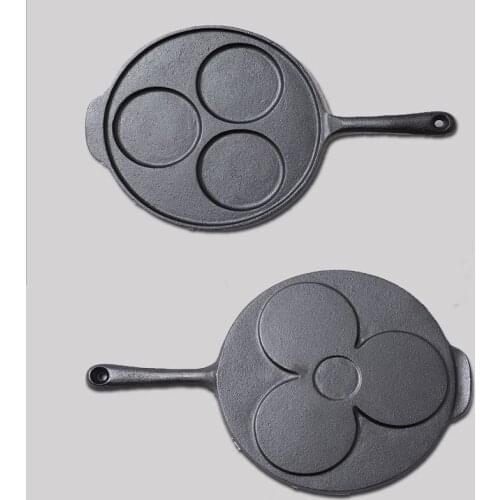 High quality cast iron fried eggs pot three pan thickening frying pan no coating fried egg steak