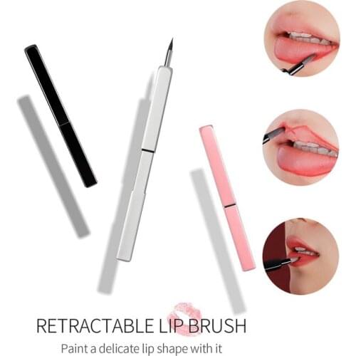 Lip Brush Black/Silver/Pink Makeup Tools Retractable Lip Eye Liner Eyeshadow Lipstick Brush With Protect Cap Cosmetic Tool