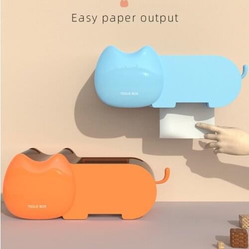 Toilet paper towel box Toilet wall-mounted toilet paper holder Toilet paper collection No-perforated toilet paper box shelving