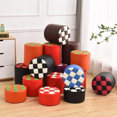 Small stool bench creative fashion round leather sofa stool adult soft solid wood pier bench furniture pedicure
