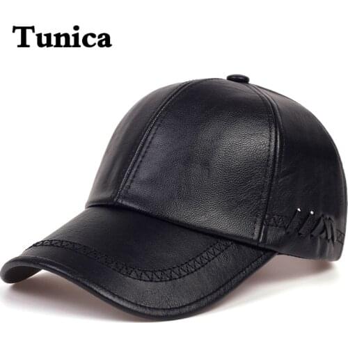 Fashion PU leather baseball cap autumn winter outdoor Windproof warm hat sports leisure tide caps middle-aged elderly hats gorra