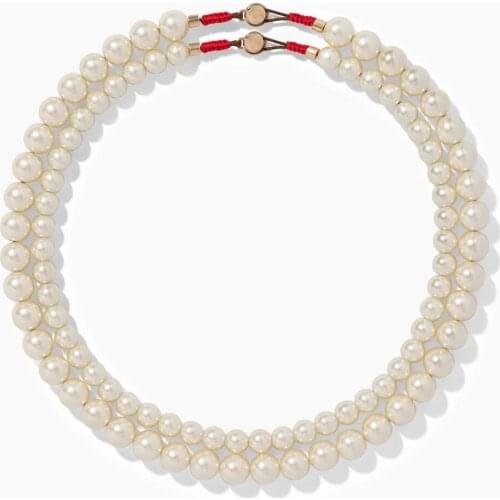 Friendship women Party Jewelry couple set two pearlized bead necklaces button closure PEARLY NECKLACE Accessories Gifts 2021