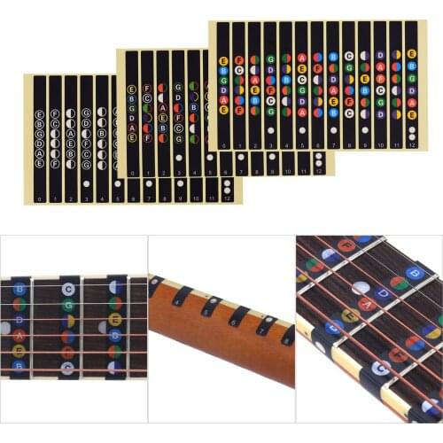 Guitar Fretboard Note Sticker Note Decals Beginner Learner Practicing Fingerboard Frets Map Sticker for Electric Acoustic Guitar
