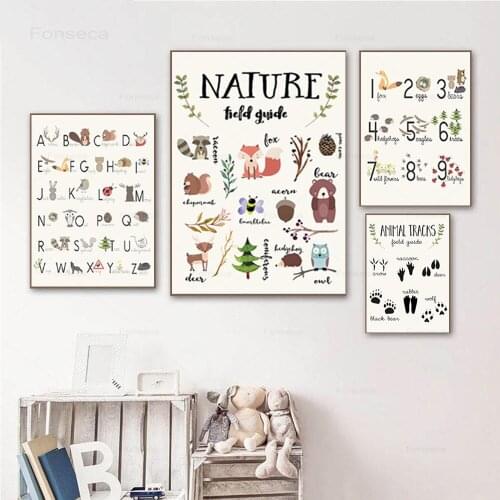 Animal Tracks Wall Print ABC Alphabet Poster Nursery Canvas Art Painting Nordic Posters And Prints Kids Room Wall Decoration
