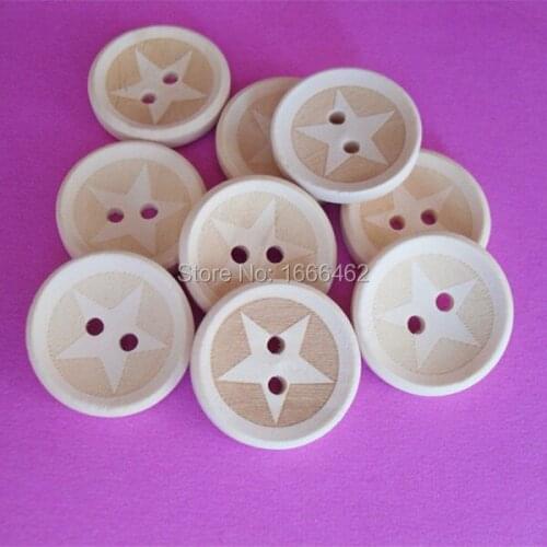 Natural color wooden buttons,50Pcs Five-pointed star buttons,scrapbooking accessories J-13