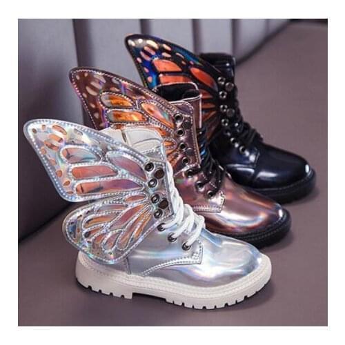 2019 New Winter Child Shoes PU Leather Waterproof Wing Martin Boots Kids Snow Boots Brand Girls Boys High Boots Fashion Sneakers