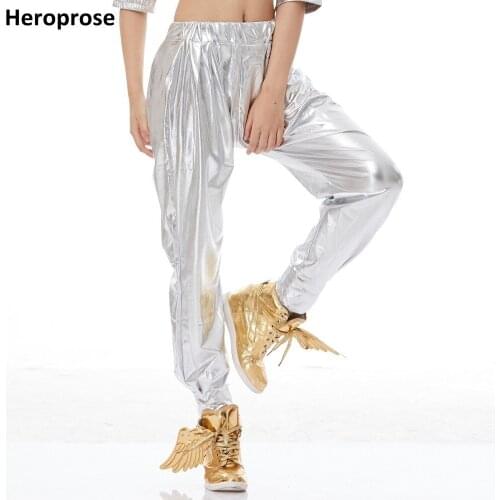 2018 New Fashion Kids Adult Hip Hop Pants Dance Stage Performance Wear Sweatpants Loose Bright Paillette Baggy Jazz DS Trousers