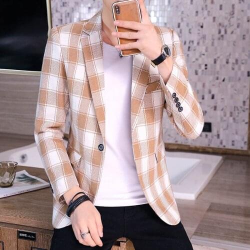 2022 Mens Plaid Printed New blazer Four Seasons Leisure Business Youth blazer