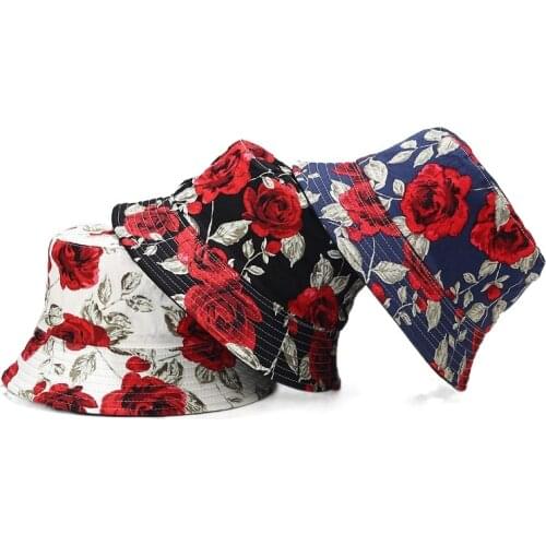 Reversible Bucket-Hats Flowers Print Sunscreen Men Women Panama Hat Cotton Fashion Anti-sun Bob Chapeau Femme Fisherman Cat