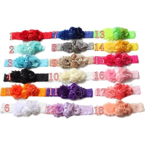 2017 baby newborn infant headband rose hair band Chiffon flower lace elastic headbands children girls hair accessories 10pcs/lot