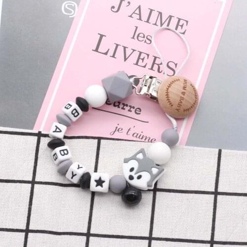 Baby Personalized Name Pacifier Chain Clips Safety Silicone Beads Dummy Clip Teether Teething Boy And Girl Toys Gift Russian ABS