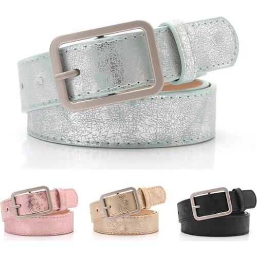 105x2.8cm New Fashion Ladies Gold Shiny Black Wide Waist Belt For Women Jeans Fashion Silver Color Pin Buckle PU Leather Belt