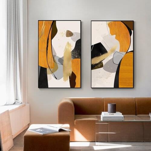Luxury Abstract Wall Poster Modern Style Canvas Print Gold foil Painting Scandinavian Wall Pictures for Living Room Decoration